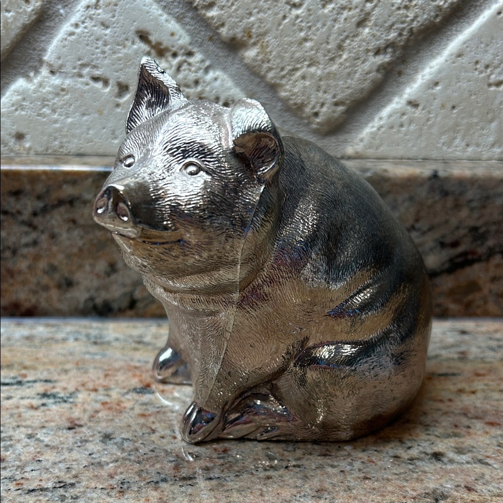 Silver Pig “piggy bank” Figurine